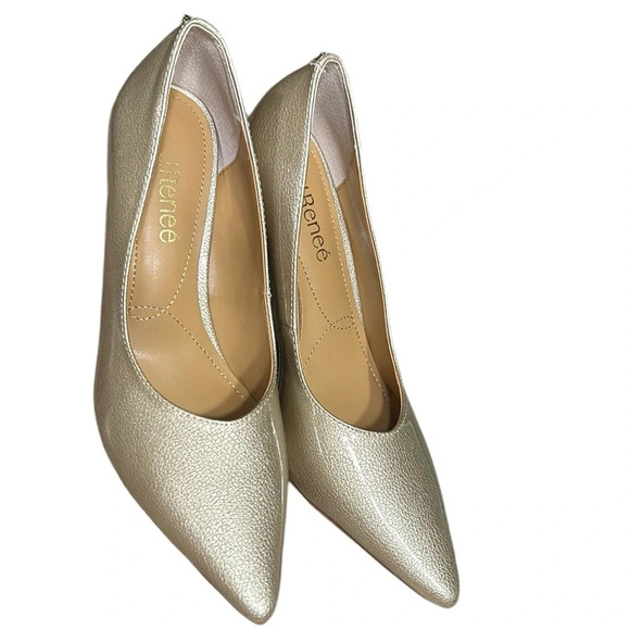 J.Renee Phoebi,women shoes,NEW, pumps,Patente Gold accent,glam,shine,event,prom - Picture 15 of 15